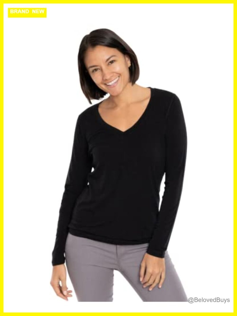 Merino Wool Long Sleeve V-Neck Fitted Shirt for Active Base Layer